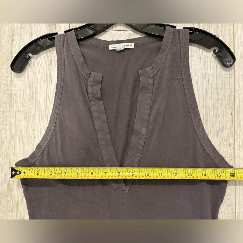 James Perse Gray Knit Stretch V Neck Sleeveless Long Dress Size 1 *Flaw* - Picture 6 of 8